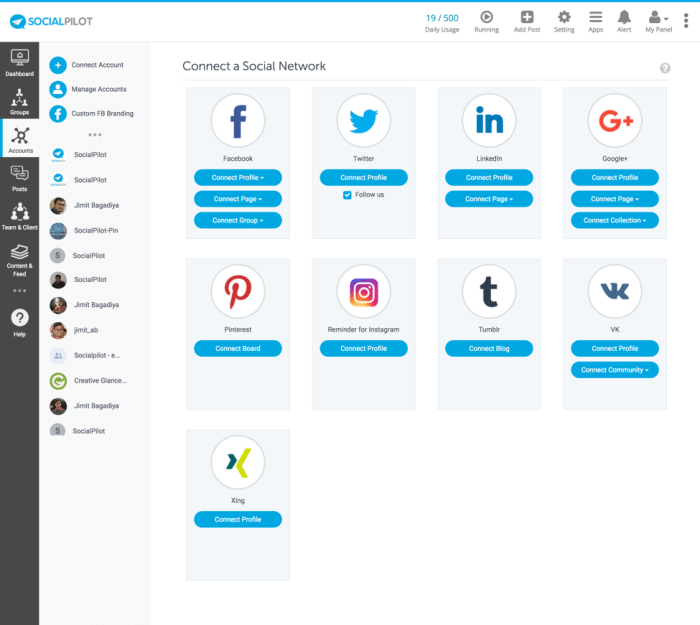 SocialPilot的操作界面